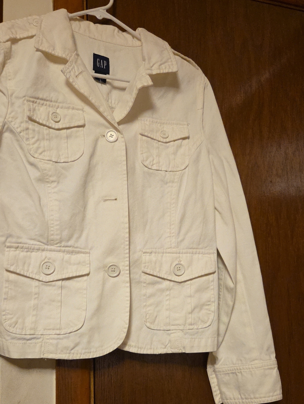 GAP Women's Off White Button-Front Utility Jean Jacket